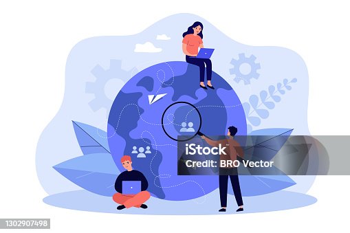 istock Tiny people working from different countries 1302907498