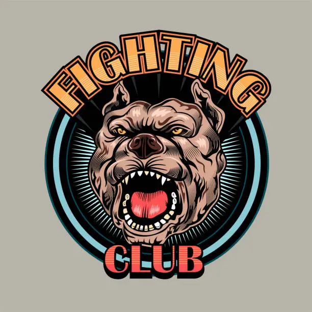 Vector illustration of Creative round badge for fighting club vector illustration