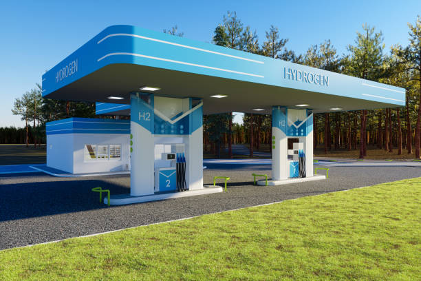 Environmentally Friendly Alternative Energy Concept With Hydrogen Refuelling Station. Environmentally Friendly Alternative Energy Concept With Hydrogen Refuelling Station. station stock pictures, royalty-free photos & images