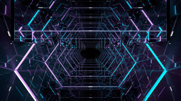 istock Futuristic Tunnel with Neon Lights 1302911149