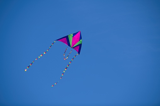 Colourful kite over Beijing during Chinese new year 2021.