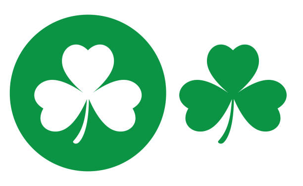 зеленый круг клевер лист иконки - st patricks day clover four leaf clover irish culture stock illustrations
