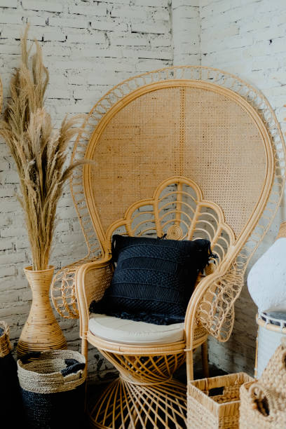 istock large chairs inside the cafe with dried leaves 1302923461