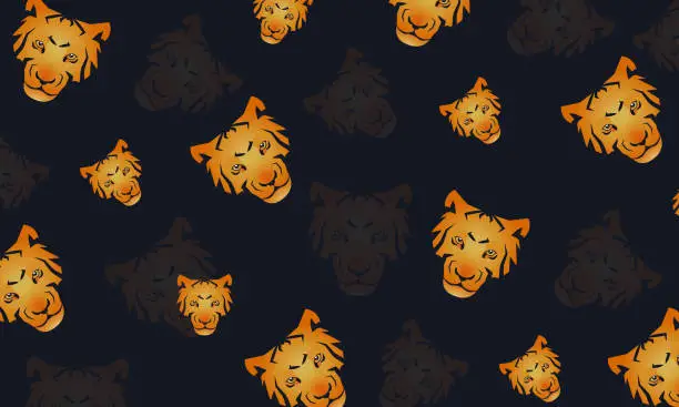 Vector illustration of tiger head pattern  stock illustration