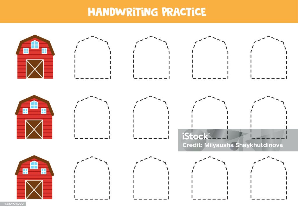 Barn Tracing Trace The Lines With Barn Writing Practice Stock Illustration ...
