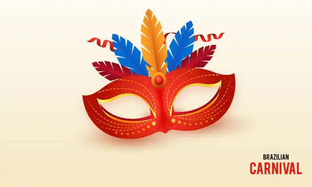 Vector illustration of Shiny red carnival mask illustration
