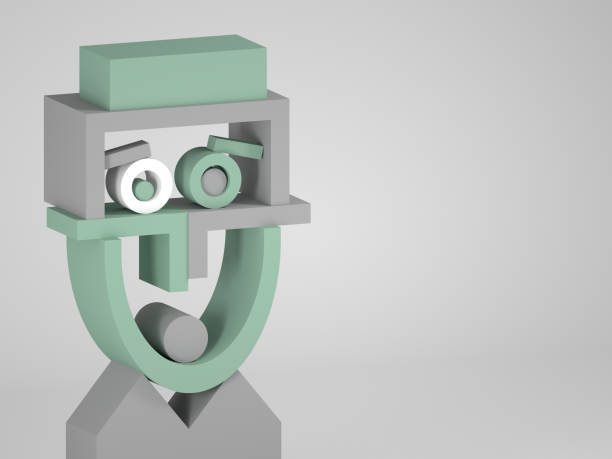 istock Surreal confused face, geometric installation 3 d 1302925825