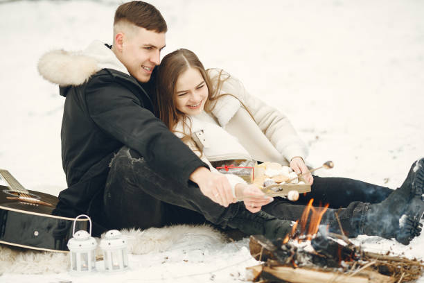 istock Winter snow couple love story 1302926676