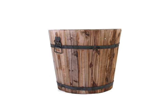 istock wooden bucket on white 1302926945