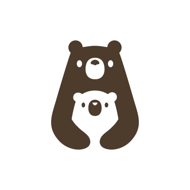 медведь мама и сын детеныш вектор значок иллюстрации - детёныш stock illustrations