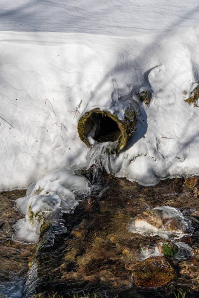 istock Waterfall in winter with snow and ice 1302930229
