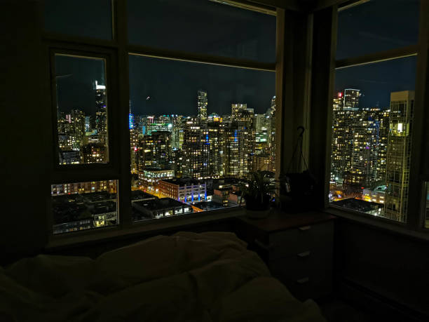 istock Night City View Skyline Highrise Skyscraper 1302930276