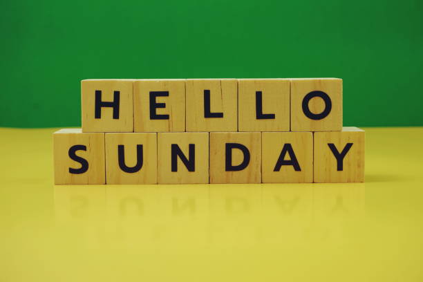 istock Hello Sunday alphabet letter on green and yellow background 1302937972