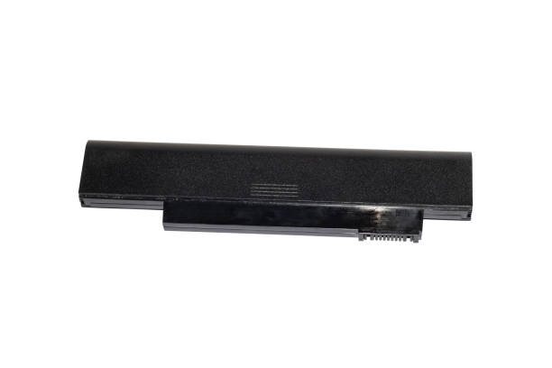 istock Black laptop battery isolated on white background 1302938823