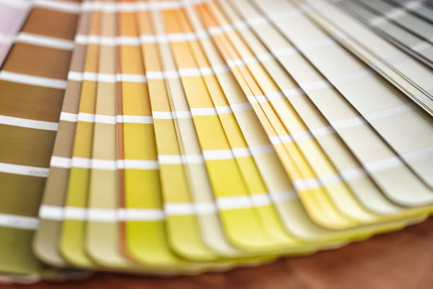 istock Yellow spectrum on color swatch close up 1302940276