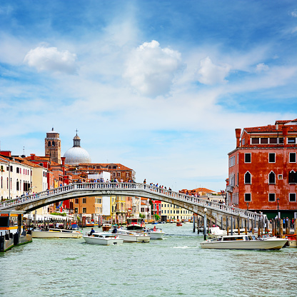 Ponte degli Scalzi over the Grand Canal in Venice, Italy. Composite photo
