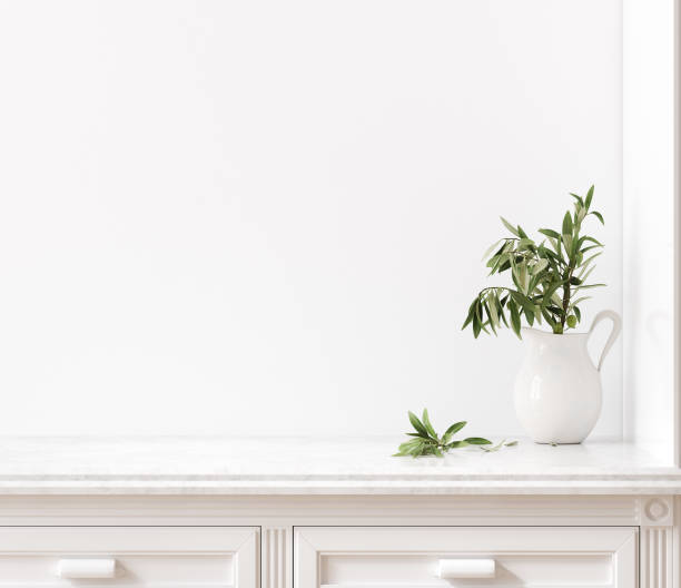 Wall mockup in kitchen interior background, Farmhouse style