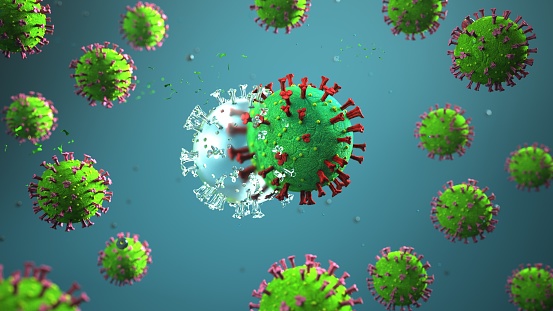 A symbolic depiction of a viral mutation. 3d illustration.