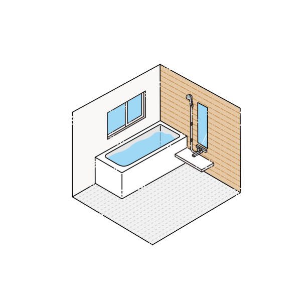 ilustrações de stock, clip art, desenhos animados e ícones de bath: system bath (isometric) - ônibus de dois andares