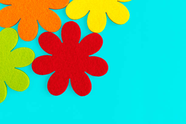 Floral autumn background with autumn colors on wooden floor, 3d paper cut style flowers. Digitally generated image. 3d render.