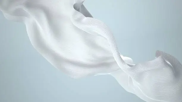 White bedsheet wafting in the wind. 3d illustration.