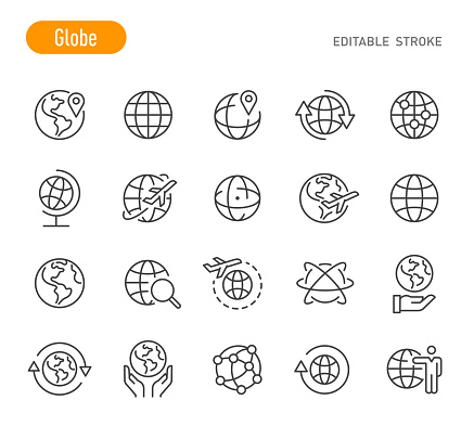 Globe Icons (Editable Stroke)