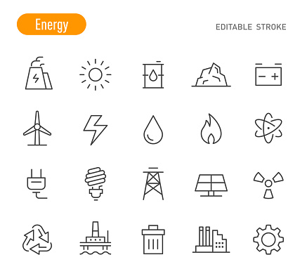 Energy Icons (Editable Stroke)