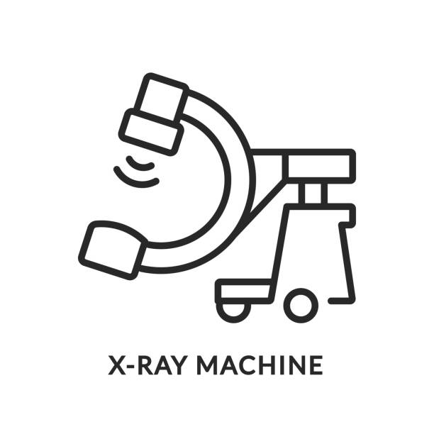 x線装置の平線アイコン。検査用ベクターイラスト医療機器 - radiologist cat scan x ray cat scan machine点のイラスト素材／クリップアート素材／マンガ素材／アイコン素材