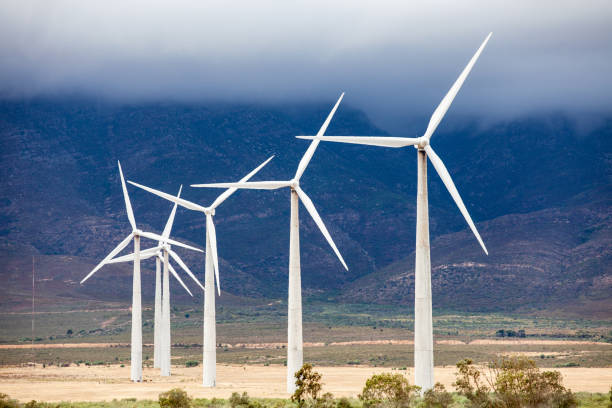Renewable energy wind power generators in South Africa stock photo