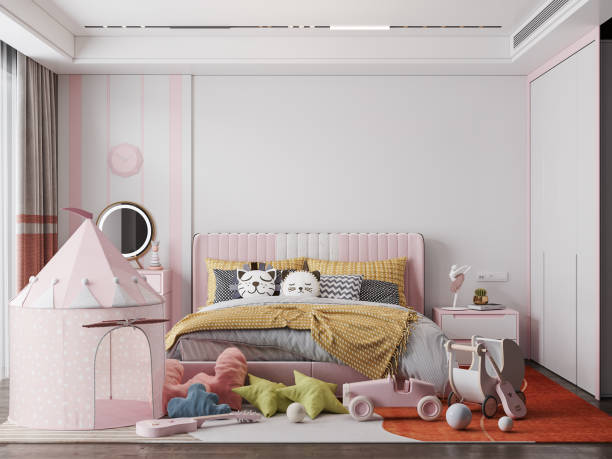 istock Interior Kids Bedroom Wallpaper Mockup 1302966764