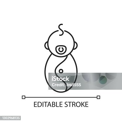 istock Male newborn linear icon 1302968135