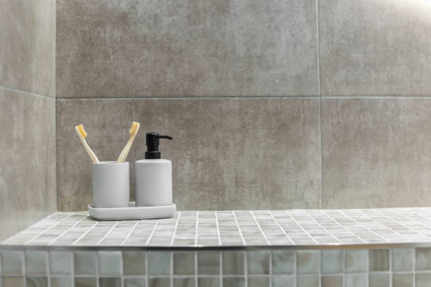 istock In bathroom toothbrush and soap dispenser 1302968192