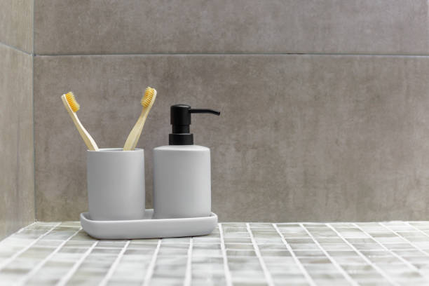 istock In bathroom toothbrush and soap dispenser 1302968299