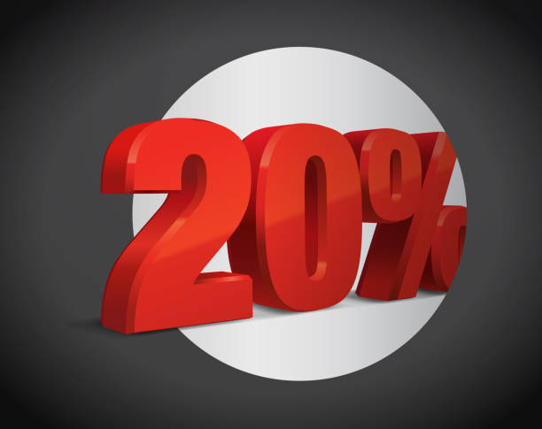 istock 20 percent off, sale background, red metal object 3D. Eps10 Vector. 1302969493