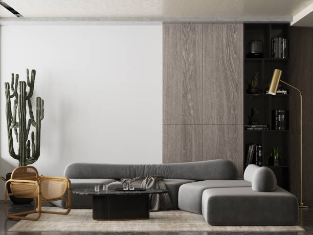 istock Interior Living Room Wall Mockup 1302971426