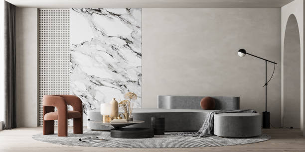 istock Interior Living Room Wall Mockup 1302971470