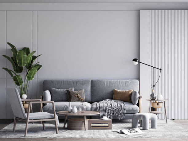 istock Interior Living Room Wall Mockup 1302971471