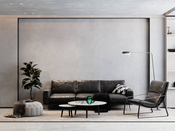 istock Interior Living Room Wall Mockup 1302971524