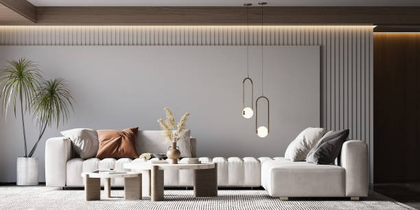 istock Interior Living Room Wall Mockup 1302971531