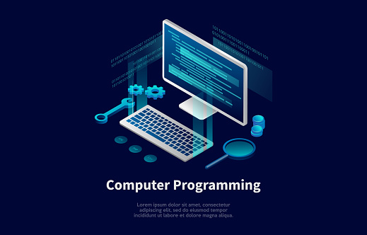 Computer Programming Conceptual Illustration In Cartoon 3d Style Vector ...