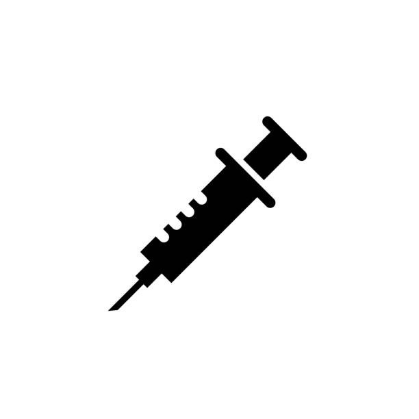 ilustrações de stock, clip art, desenhos animados e ícones de isolated medical syringe icon stock illustration - injecting