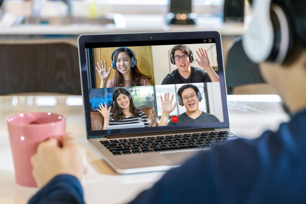 istock Business Persons Talking On Video Conference 1302975631