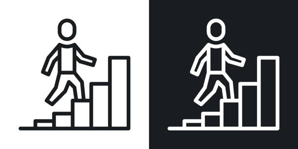 istock Career growth icon. Simple two-tone vector illustration on black and white background 1302975733