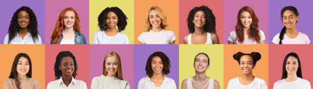 istock Cheerful young women studemts over colorful backgrounds, collage 1302977477