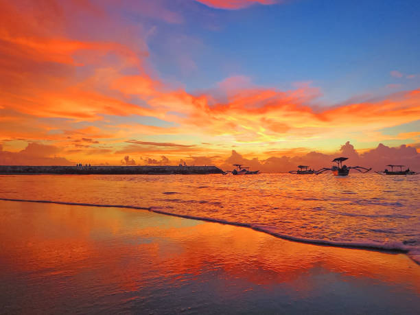 istock Sunset kuta beach bali 1302979769