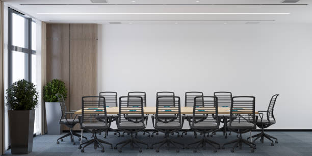 istock Interior Modern Office Meeting Room Wall Mockup 1302982091