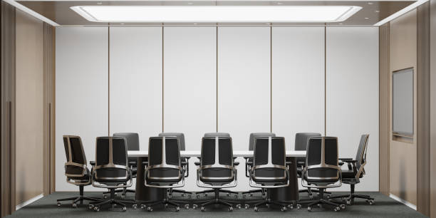 istock Interior Modern Office Meeting Room Wall Mockup 1302982092