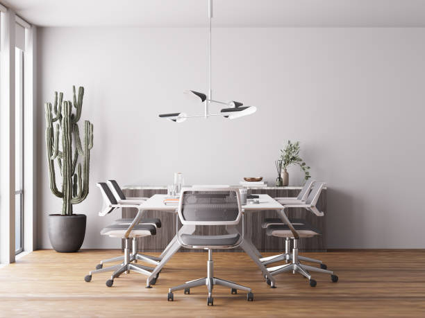istock Interior Modern Office Meeting Room Wall Mockup 1302982108