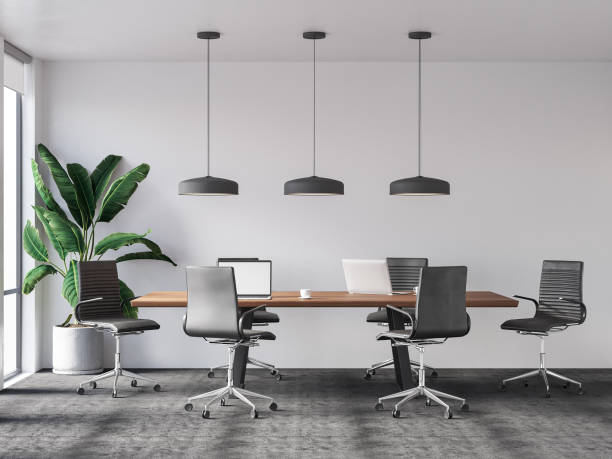 istock Interior Modern Office Meeting Room Wall Mockup 1302982199
