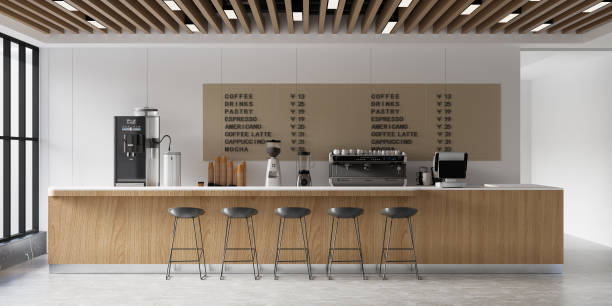 istock Interior Coffee Shop Wall Mockup 1302984711